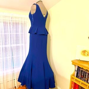 BCBG MaxAzria GOWN NEVER WORN with tags 12P Dark Blue Peplum zippered in back